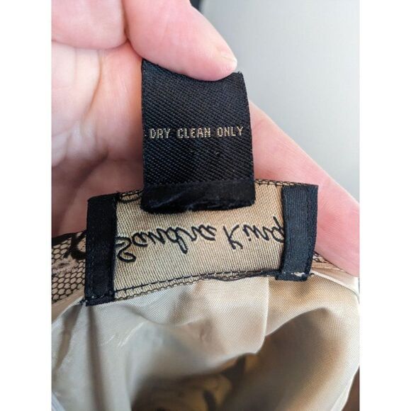 Sandra King Tan and Brown Floral and Leaf Print Silk Pencil Skirt - 8 - Picture 8 of 8